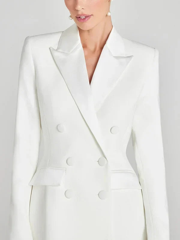 Sofia | Blazer Bianco Doppiopetto in Raso