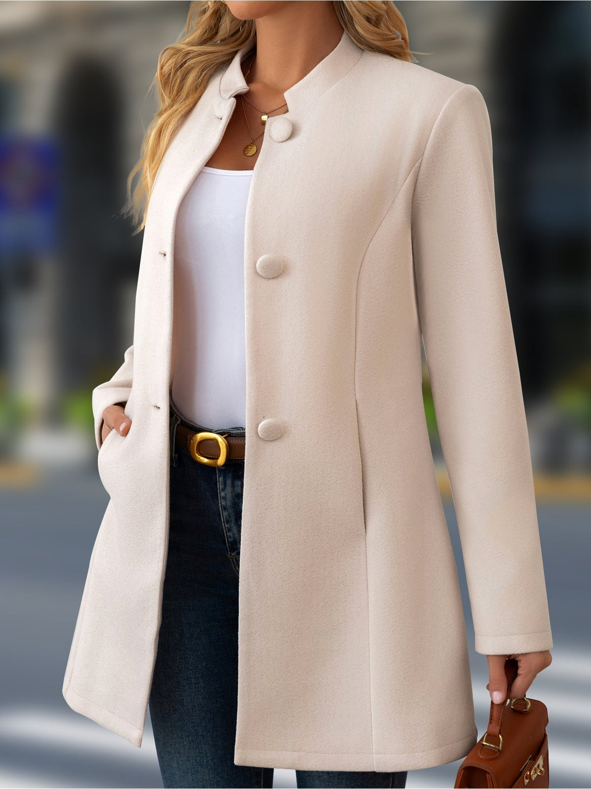 Elena | Elegant High-Neck Coat