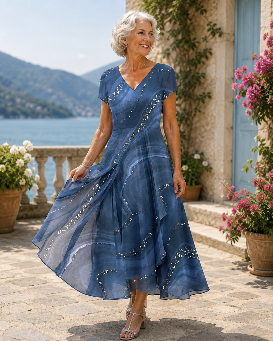 Amelia | Elegant V-Neck Midi Dress