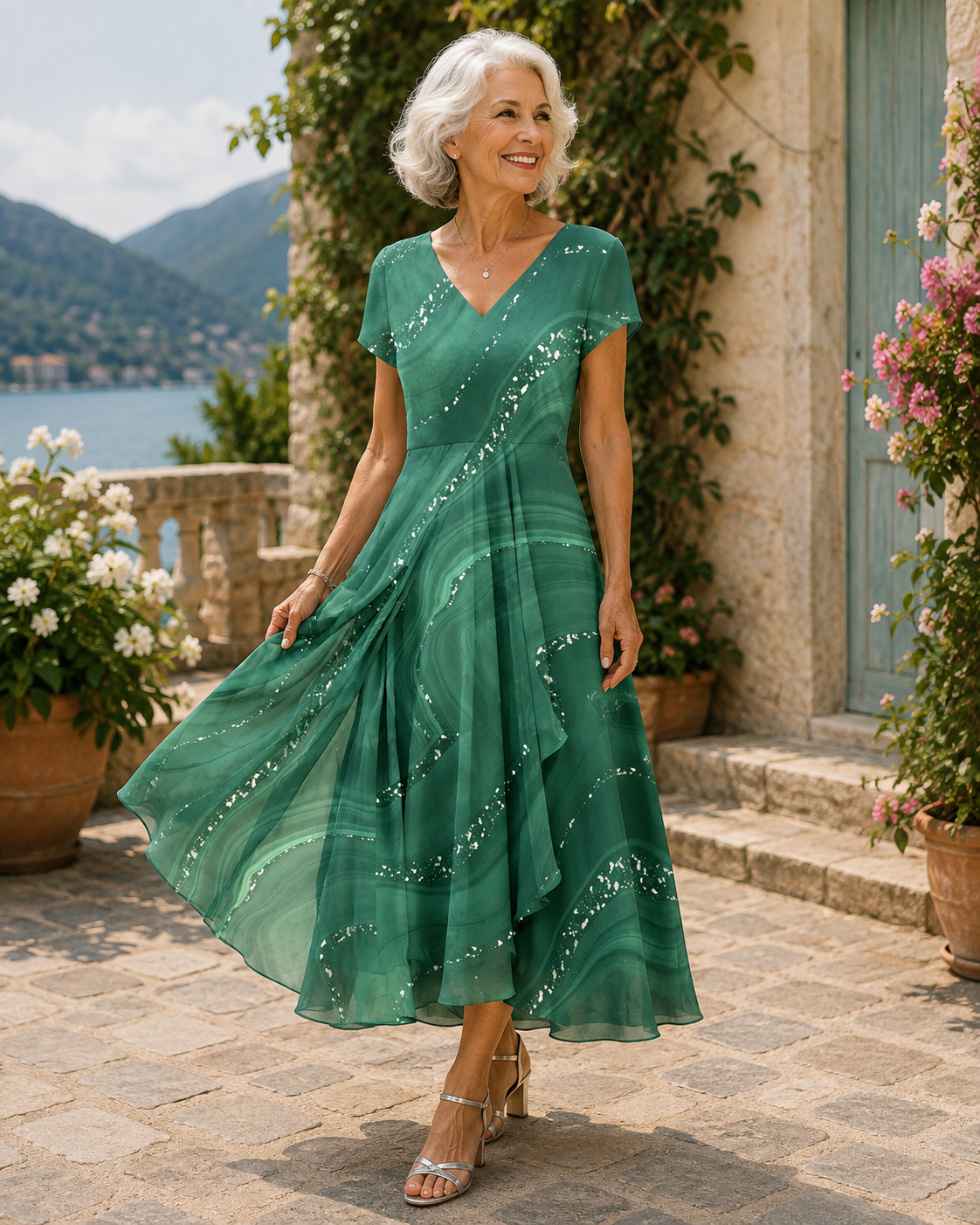 Amelia | Elegant V-Neck Midi Dress