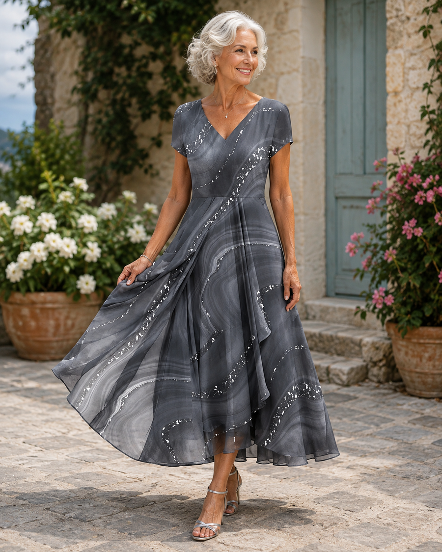 Amelia | Elegant V-Neck Midi Dress