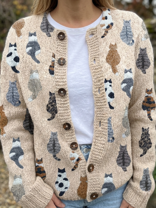 Allison | Cat Print Cardigan